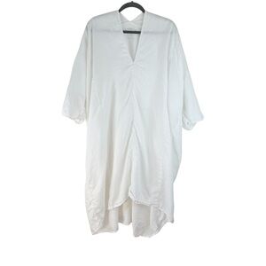 Miranda Bennett Studio Women White Linen V Neck Dress One Size